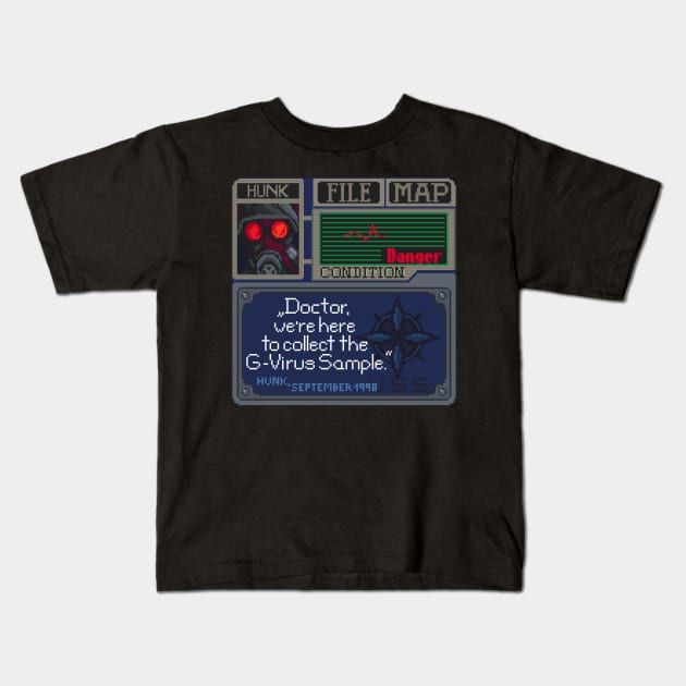 Resident Evil Hunk Pixel Art Kids T-Shirt by AlleenasPixels